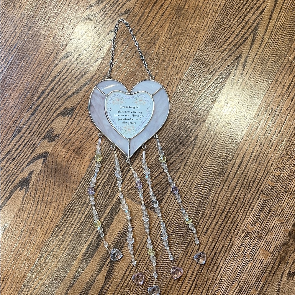 Granddaughter Heart Shaped Hanging Decoration with Beads